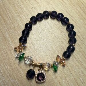 Elegant Purple and Gold Beaded Bracelet